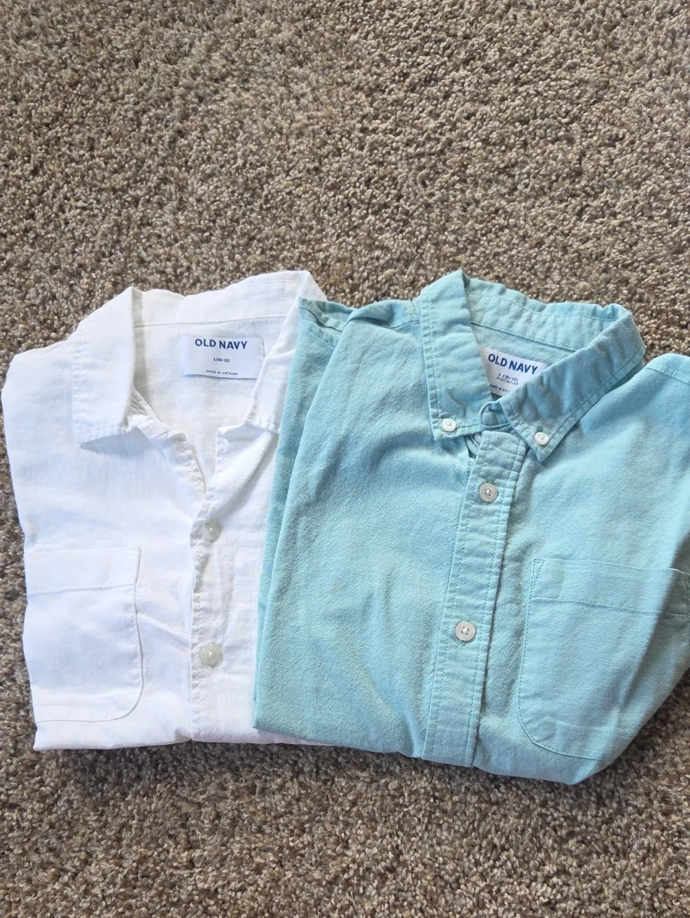 Old Navy Kids Button-Down Shirts - White and Aqua
